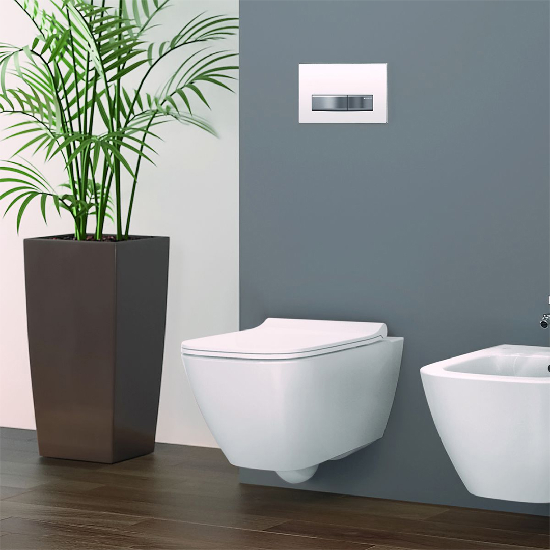 SMYLE SQUARE GEBERIT WALL HUNG WC WASHDOWN SMALL PROJECTION SHROUDED RIMFREE