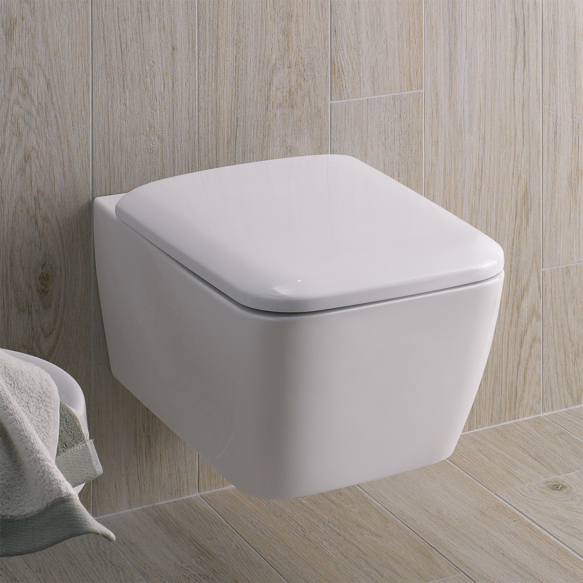 ICON SQUARE WALL HUNG WC WASHDOWN SHROUDED RIMFREE WHITE GEBERIT