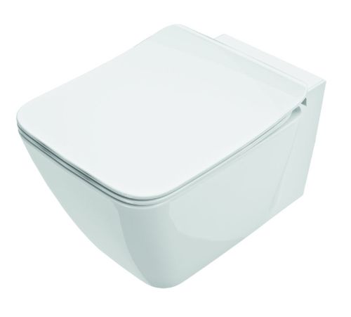 WALL-HUNG WC STRADA II AQUABLADE WITH HORIZONTAL OUTLET WITH SLIM SOFT CLOSE SEAT AND COVER WHITE IDEAL