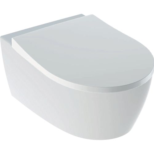 WALL-HUNG WC ICON RIMFREE WITH HORIZONTAL OUTLET WITH SOFT CLOSE Q/R SEAT AND COVER WHITE GEBERIT