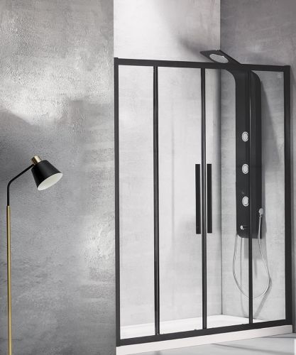 ΚΑΜΠΙΝΑ ΙΣΙΑ SLIDER 160 FLOW 160x195cm ΣΥΡΟΜΕΝΗ ΚΡΥΣΤΑΛΛΟ ΔΙΑΦΑΝΟ ΜΑΥΡΟ ΜΑΤ DEVON