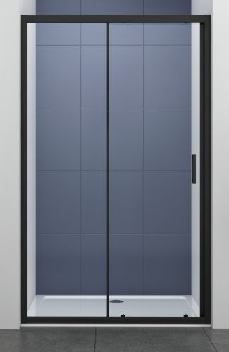 SLIDING SHOWER DOOR FF512 105-110x195cm BLACK MATT CLEAR GLASS PICCADILLY