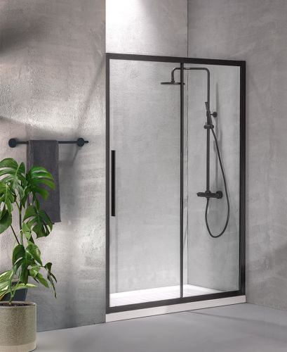 ΚΑΜΠΙΝΑ ΙΣΙΑ SLIDER 100 97x195cm ΔΙΑΦΑΝΟ ΚΡΥΣΤΑΛΛΟ ΜΑΥΡΗ ΜΑΤ DEVON