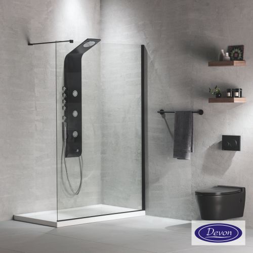 ΚΑΜΠΙΝΑ ΣΤΑΘΕΡΗ IWIS WALK-IN IW100C 97-99x200cm ΔΙΑΦΑΝΟ ΚΡΥΣΤΑΛΛΟ ΜΑΥΡΟ ΜΑΤ DEVON