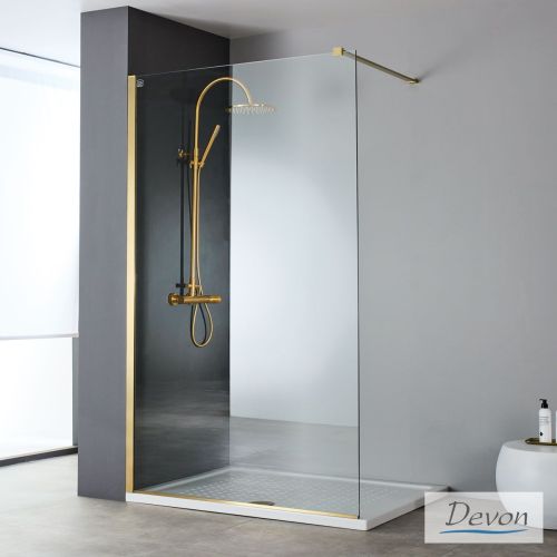 ΚΑΜΠΙΝΑ ΣΤΑΘΕΡΗ IWIS WALK-IN IW80C 77-79x200cm ΔΙΑΦΑΝΟ ΚΡΥΣΤΑΛΛΟ PVD INOX GOLD BRUSHED DEVON