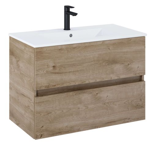 ΣΕΤ ΕΠΙΠΛΟ ΜΠΑΝΙΟΥ 2ΤΜΧ N-CUBE 80 RURAL OAK ROCA