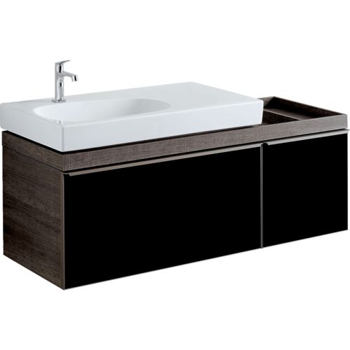 BATHROOM CITTERIO 133cm CABINET FOR WASHBASIN WITH TWO DRAWERS AND SHELF SURFACE OAK GREY-BROWN/WOOD MELAMINE