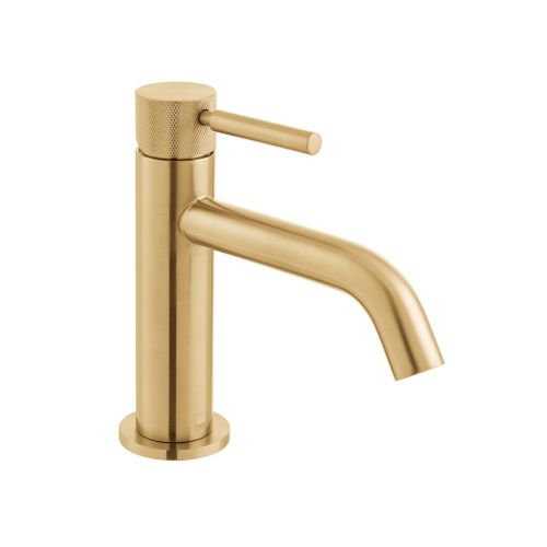 BASIN MIXER ORIGINS KNURLED ACCENTS BRUSHED GOLD PVD VADO