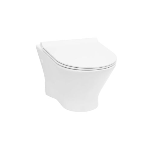 WALL-HUNG WC NEXO WITH HORIZONTAL OUTLET WITH SLIM SOFT CLOSE SEAT AND COVER WHITE ROCA
