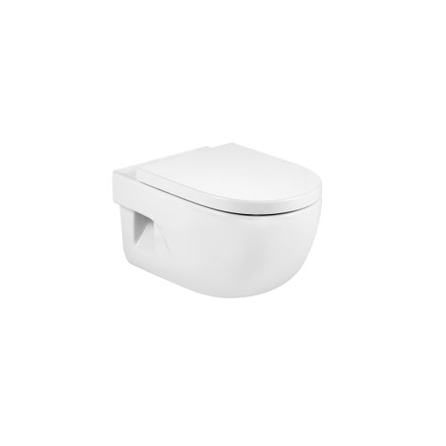 WALL-HUNG WC MERIDIAN WITH HORIZONTAL OUTLET WITH NORMAL CLOSE SEAT AND COVER WHITE ROCA