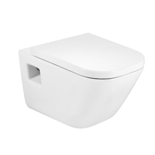 WALL-HUNG WC THE GAP SQUARE WITH HORIZONTAL OUTLET WITH SOFT CLOSE SEAT AND COVER WHITE ROCA