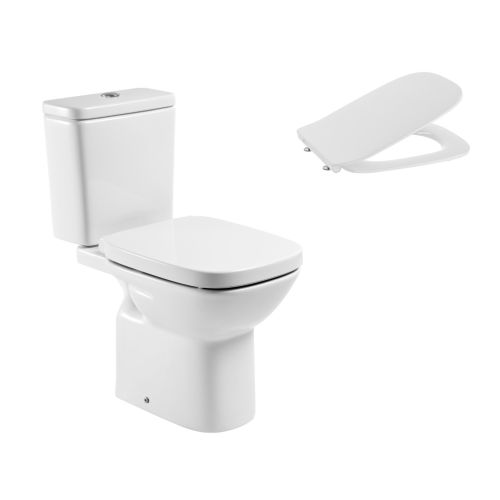 ΣΕΤ ΛΕΚΑΝΗΣ ΧΑΜΗΛΗΣ ΠΙΕΣΗΣ DEBBA SQUARE ΠΙΣΩ ΣΙΦΩΝΙ ΜΕ ΚΑΖΑΝΑΚΙ ΚΑΙ ΚΑΠΑΚΙ SLIM SOFT CLOSE ΛΕΥΚΟ ROCA