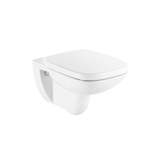 WALL-HUNG WC DEBBA SQUARE RIMLESS WITH HORIZONTAL OUTLET WITH SOFT CLOSE SEAT AND COVER WHITE ROCA