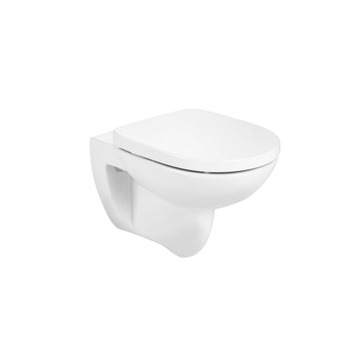 WALL-HUNG WC DEBBA ROUND RIMLESS WITH HORIZONTAL OUTLET WITH NORMAL CLOSE SEAT AND COVER WHITE ROCA