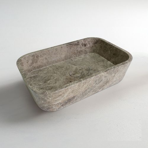 WASHBASIN GAIA 50x38cm EMPERADOR PALE MARBLE FREE STANDING FOSSIL
