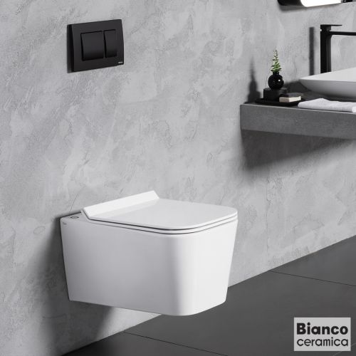 WALL HUNG WC SET ΕΝΖΟ/55 RIMLESS WITH SEAT S/C WHITE BIANCO CERAMICA