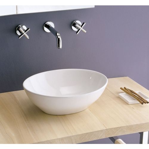 BASIN VESSEL OVO 8011 41,4x33,5cm OVAL WITH SPACER WHITE