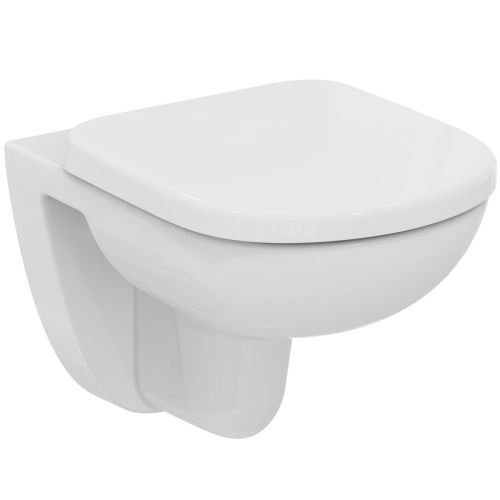 WALL-HUNG WC TEMPO RIMLESS 48cm WITH SOFT CLOSE SEAT AND COVER WHITE IDEAL