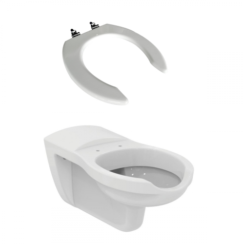 WALL-HUNG WC MAIA FOR THE DISABLED WITH HORIZONTAL OUTLET WITH SEAT WHITE IDEAL