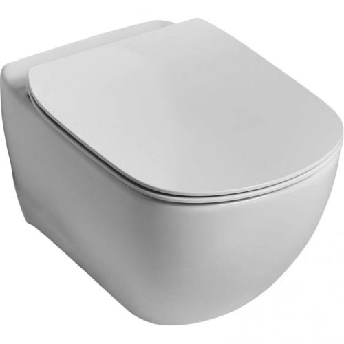 WALL-HUNG WC TESI II AQUABLADE HF WITH HORIZONTAL OUTLET WITH SOFT CLOSE SEAT AND COVER WHITE MATT IDEAL