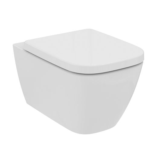 WALL-HUNG WC I-LIFE B RIMLESS WITH HORIZONTAL OUTLET WITH SOFT CLOSE SEAT AND COVER WHITE IDEAL