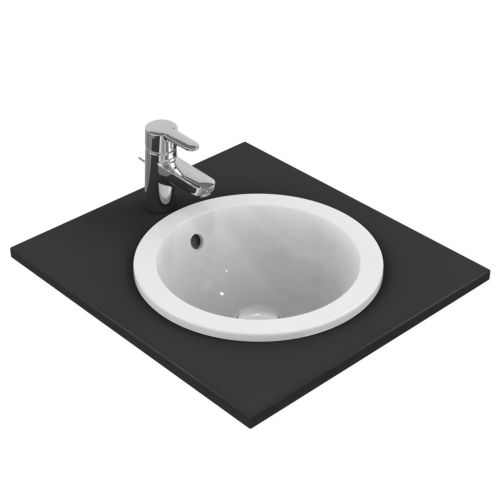 WASHBASIN CONNECT BUILT IN 38cm ROUND WITHOUT TAP HOLE WHITE IDEAL