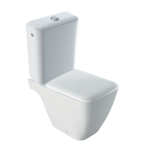 COMPLETE SET ICON SQUARE FLOOR-STANDING WC RIMFREE WHITE SOFT CLOSE SEAT GEBERIT