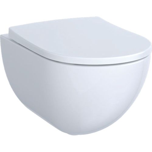 WALL-HUNG WC ACANTO RIMFREE WITH HORIZONTAL OUTLET WITH ROUND SOFT CLOSE SEAT AND COVER WHITE GEBERIT