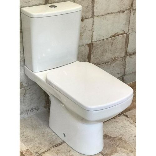 SELNOVA FLOOR-STANDING WC FOR CLOSE-COUPLED RIMFREE SET WITH CISTERN AND SOFT CLOSE SEAT WHITE GEBERIT
