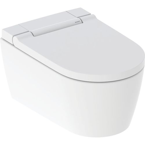 AQUACLEAN SELA RIMLESS WALL HUNG WC COMPLET SOLUTION WITH SOFT CLOSE LID WHITE MATT GEBERIT