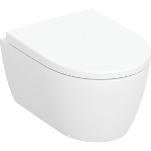 SET OF WALL-HUNG WC  RIMFREE 49cm ICON WITH SOFT CLOSE LID GEBERIT