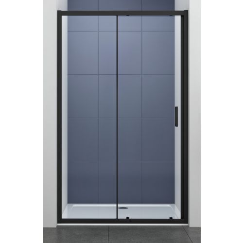 SLIDING SHOWER DOOR FF512 125-130x195cm BLACK MATT CLEAR GLASS PICCADILLY