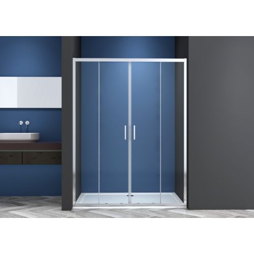 SLIDING SHOWER DOOR FF514 145-150x195cm CHROME CLEAR GLASS PICCADILLY