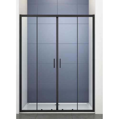 SLIDING SHOWER DOOR FF514 150-155x195cm BLACK MATT CLEAR GLASS PICCADILLY