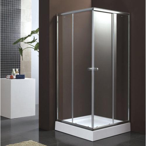 CORNER ENTRY SHOWER ENCLOSURE PICCADILLY Β403 90x90x170cm CLEAR GLASS CHROME