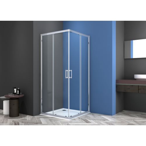 CORNER ENTRY SHOWER ENCLOSURE FA103 80x80x195cm CLEAR GLASS CHROME PICCADILLY
