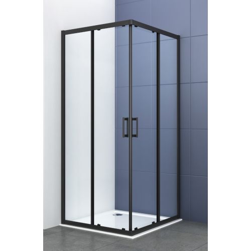 ΚΑΜΠΙΝΑ ΝΤΟΥΖΙΕΡΑΣ ΤΕΤΡΑΓΩΝΗ FA103 80x80x195cm ΔΙΑΦΑΝΟ ΚΡΥΣΤΑΛΛΟ ΜΑΥΡΗ ΜΑΤ PICCADILLY