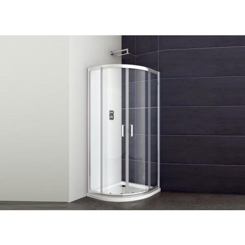 CURVED SHOWER ENCLOSURE 75x75x185 BRONZE 6000 9C SLIDING DOOR CLEAR GLASS WITH SAFE KIDS PROTECTION CHROME