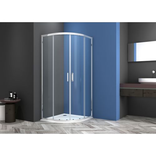 CURVED SHOWER ENCLOSURE FA101 80x80x195cm SLIDING DOOR CLEAR GLASS CHROME PICCADILLY