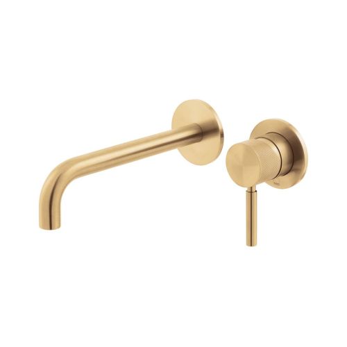 WALL MOUNTED BASIN MIXER ORIGINS KNURLED ACCENTS BRUSHED GOLD VADO