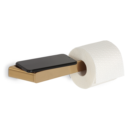 SHIFT TOILET PAPER HOLDER WITH SHELF BRUSHED GOLD GEESA
