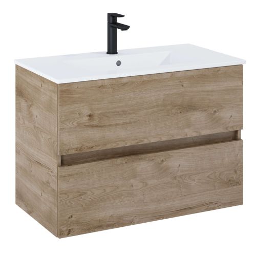 ΣΕΤ ΕΠΙΠΛΟ ΜΠΑΝΙΟΥ 2ΤΜΧ N-CUBE 80 RURAL OAK ROCA