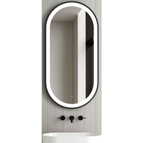 ΚΑΘΡΕΠΤΗΣ ΜΠΡΟΝΖΕ 60A7 45x90cm ΟΒΑΛ ΜΕ ΦΩΣ ΜΑΥΡΟ ΜΑΤ