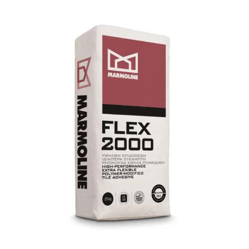 FLEX 2000 25KG HIGH PERFORMANCE EXTRA FLEXIBLE POLYMER MODIFIED TILE ADHESIVE WHITE MARMOLINE