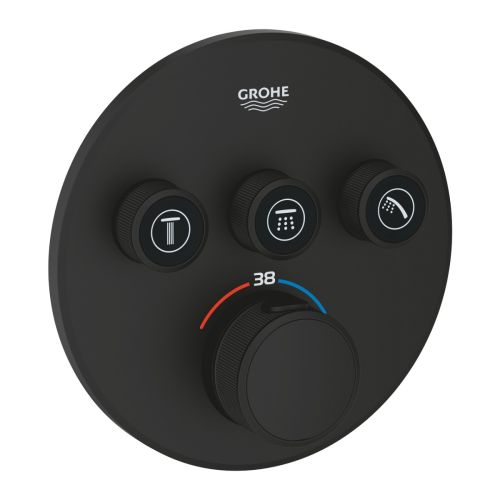 GROHTHERM SMARTCONTROL THERMOSTAT FOR CONCEALED INSTALLATION WITH 3 VALVES 29508KF0 PHANTOM BLACK GROHE