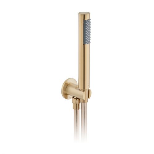 WALL HOLDER SET WITH INLET AND HOSE BRUSHED GOLD PVD VADO