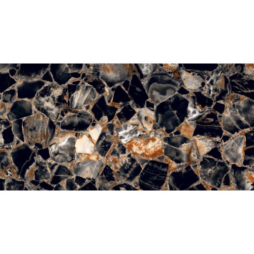 PORCELAIN TILE AGATE NERO 60x120cm POLISHED RECTIFIED 1ST QUALITY