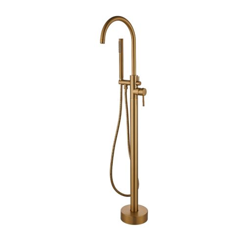 SINGLE-LEVER BATH MIXER FLOOR MOUNTED BRUSHED GOLD PICCADILLY
