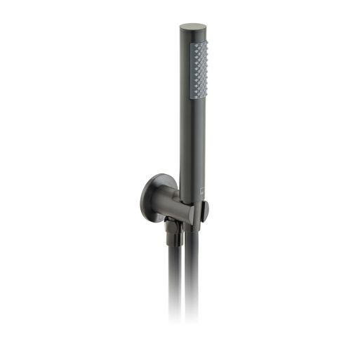 WALL HOLDER SET WITH INLET AND HOSE BRUSHED BLACK PVD VADO