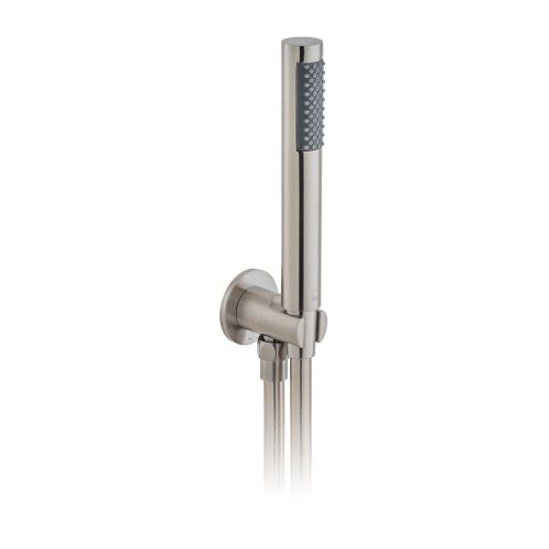 WALL HOLDER SET WITH INLET AND HOSE BRUSHED NICKEL PVD VADO